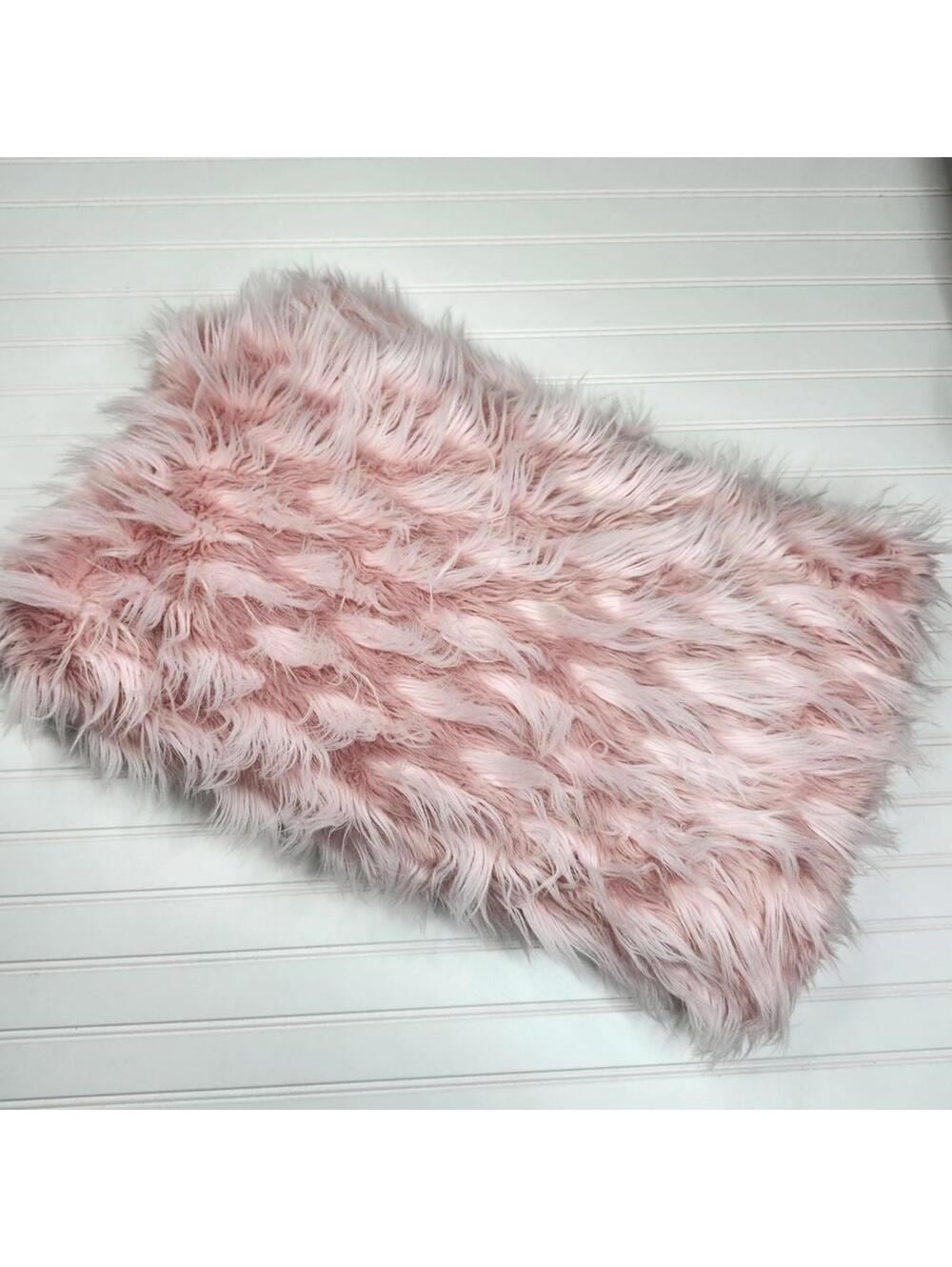 Celebrity Home Faux Fur Pink Eyelash Luxury Throw Blanket 50 X 60 Inches
